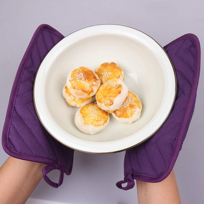 Anyi Pot Holders for Kitchen Heat Resistant, Cotton Hot Pads for Counter Table, Purple Kitchen Pot Holders with Pocket - Image 4